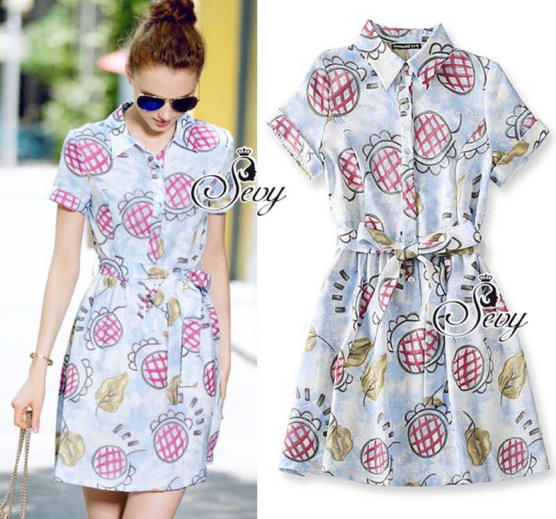 พร้อมส่ง มินิเดรสแขนสั้นลุคสาวหวาน