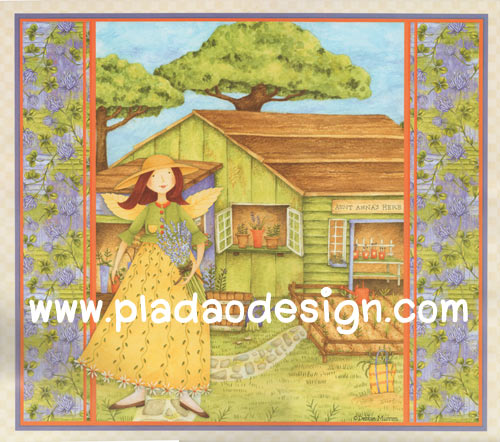 กระดาษสาพิมพ์ลาย สำหรับทำงาน เดคูพาจ Decoupage แนวภาำพ การ์ตูน เจ้าหญิงน้อยติดปีกนางฟ้า บินไปเก็บดอกลาเวนเดอร์ในทุ่งมาประดับบ้าน (ปลาดาวดีไซน์)