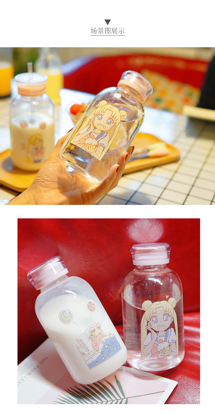 Pre-Order ขวดใส่น้ำ ใส่นม Sailor Moon มีฝาปิด กับฝาหลอด มี 2 ขนาด 450 / 750 ml. มี 3 ลาย