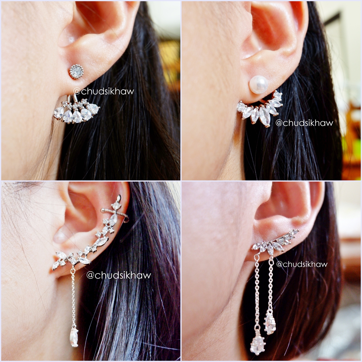 ต่างหูหลายแบบน่ารัก เล่นไฟ มุกแวววาว สวย ราคา 190 - 350 บาท