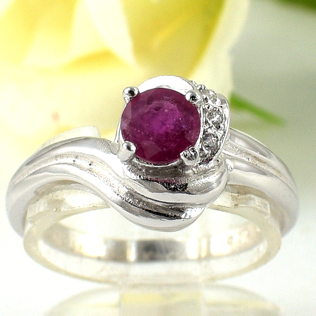 SKJewelryfactory แหวนเงินแท้ ฝังพลอยทับทิมแท้ ดีไซด์สวยไม่เหมือนใคร ER00806-RBY