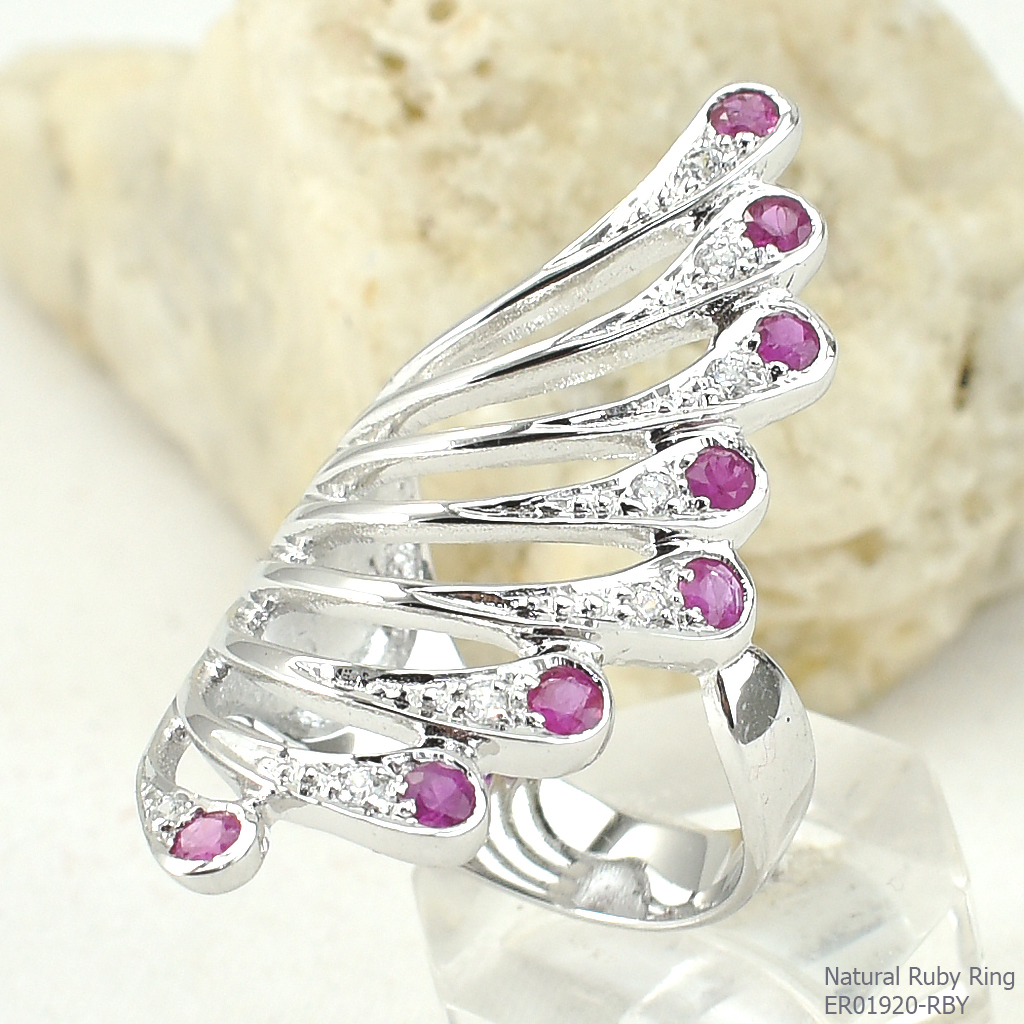 SKJewelryfactory แหวนปีกนก พลอยทับทิมแท้ ดีไซน์เก๋ๆ ER01920-RBY