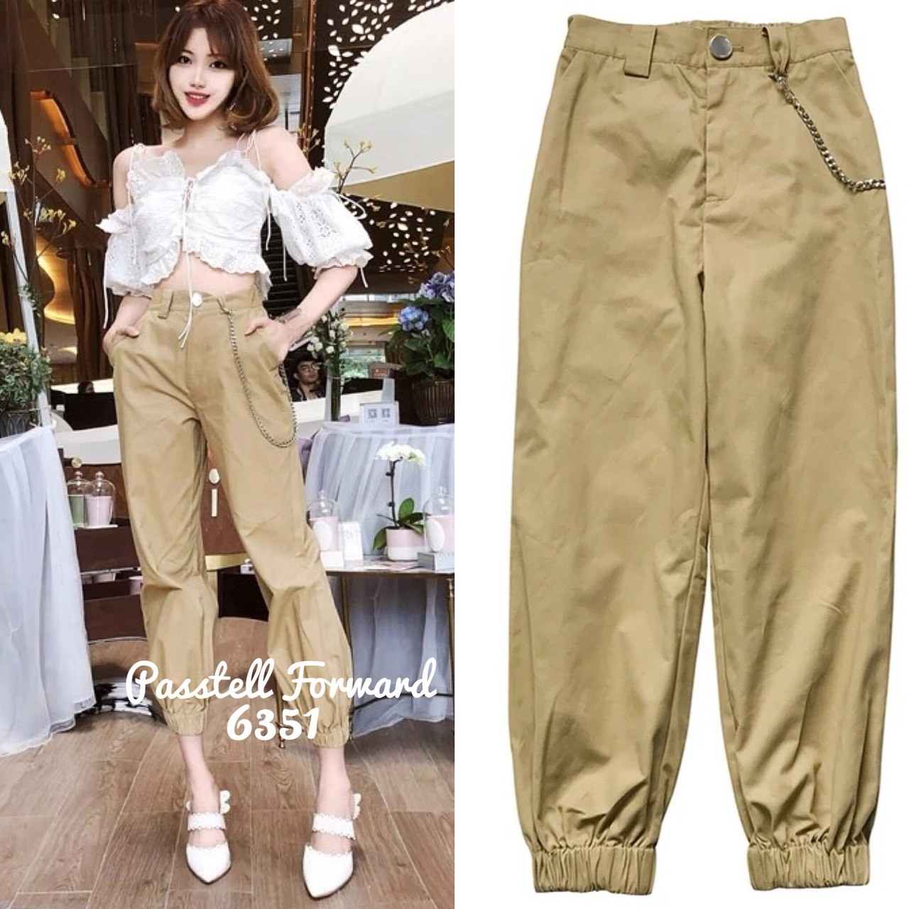 พร้อมส่ง กางเกง จั้มปลายขาสมอคอ