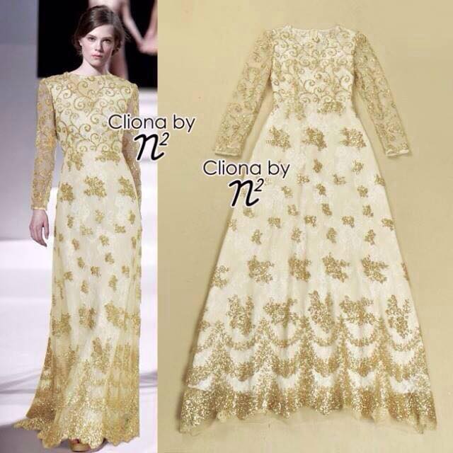 พร้อมส่ง Long Dress สีทอง ดูลุคไฮโซมากๆ