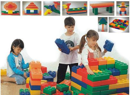 ตัวต่อเลโก้ยักษ์ (1 ชุด 45 ชิ้น) ชิ้นเล็ก SIZE:12.5X12.5X7.5 cm. 15ชิ้น ชิ้นใหญ่ SIZE:12.5X25X7.5 cm. 30ชิ้น