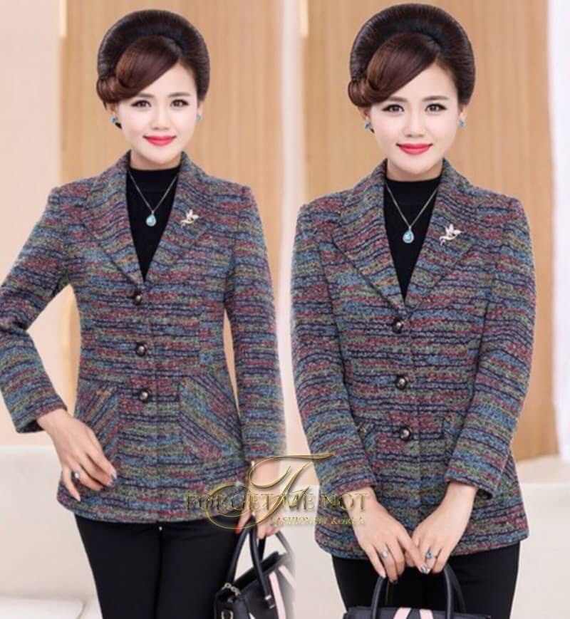 เสื้อผ้าเกาหลี พร้อมส่ง เสื้อคลุมตัวยาว คอปก