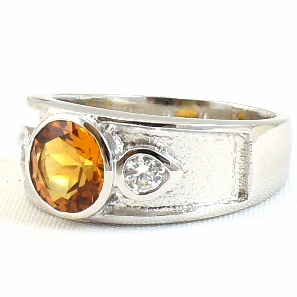 SKJewelryFactory แหวนพลอยซิทรินแท้ สไตล์แหวน 3 เม็ด ER00815-CIT