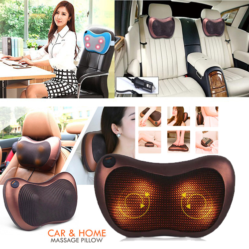 หมอนนวดไฟฟ้า เครื่องนวดคออเนกประสงค์ สีน้ำตาล