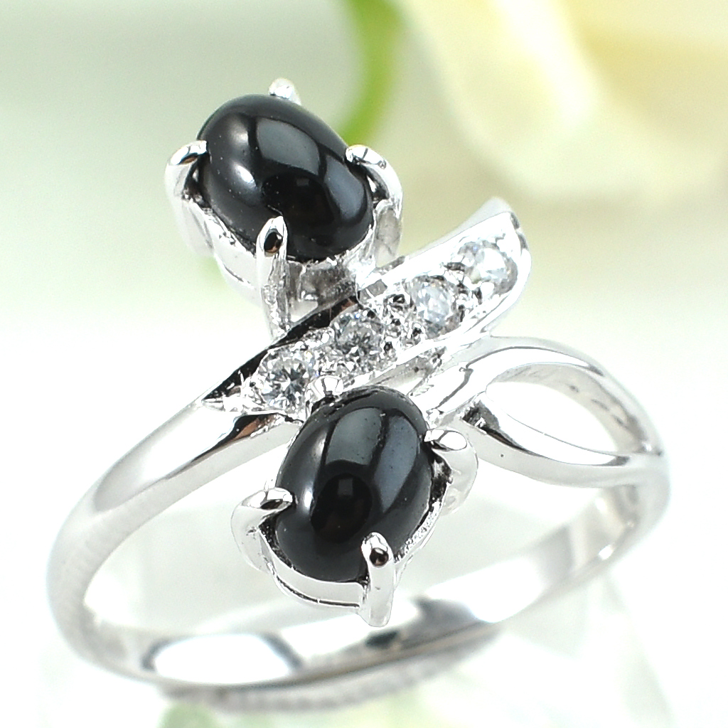SKJewelryFactory แหวนนิล นิลแท้ สไตล์แหวนพลอยคู่ ER00219-ONC