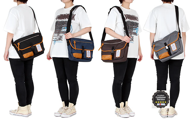Bianchi - LBTC-03 : A4 Messenger Khaki (สีเขียว/ ขอบหนังสีน้ำตาล)