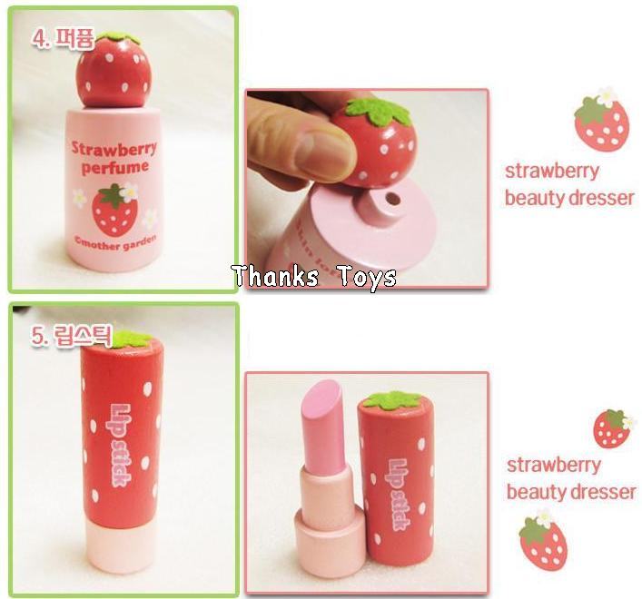 ชุดโต๊ะเครื่องแป้งสตรอเบอร์รี่สีแดง