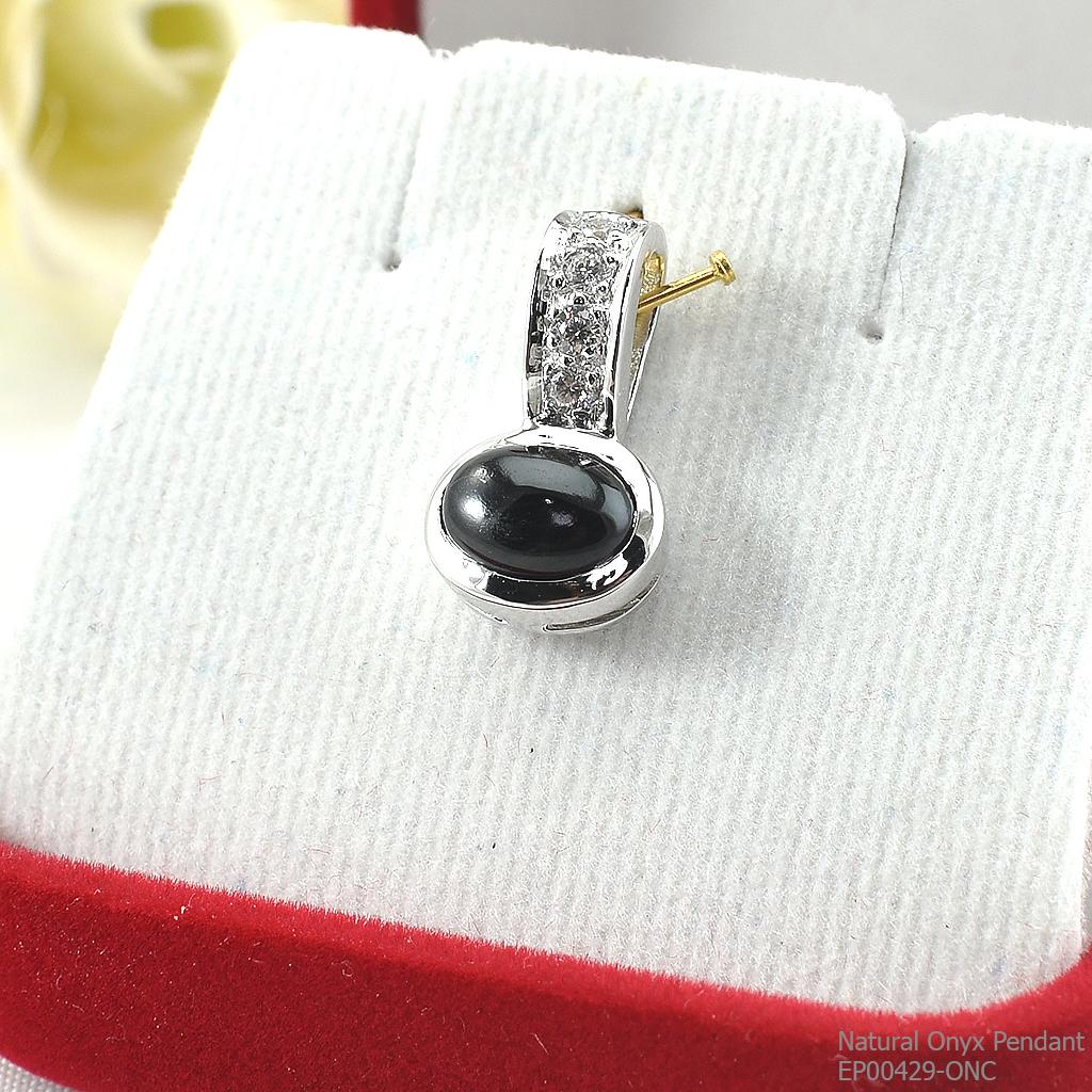 SKJewelryFactory EP00429-ONC จี้เงินแท้92.5% จี้นิลแท้และเพชร