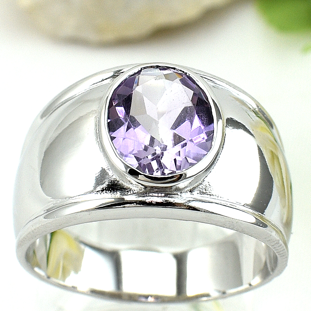 SKJewelryFactory แหวนแอมิทิสต์แท้ สไตล์แหวนปลอกมีด ทรงนี้ ใส่ได้ทุกโอกาส ER00849-AMT