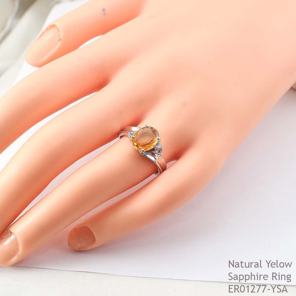 SKJewelryfactory แหวนเงินแท้ ฝังพลอยบุษราคัมแท้ ดีไซด์สวยหรู ER01277-YSA