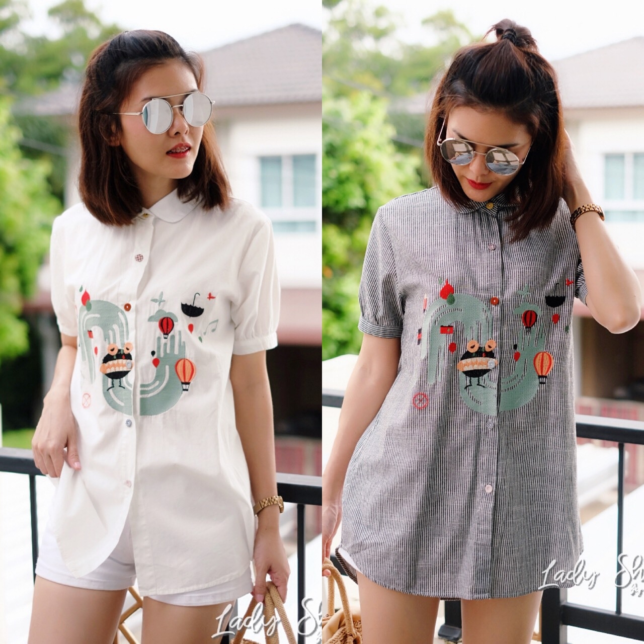 เสื้อเกาหลี พร้อมส่ง เสื้อญี่ปุ่นแท้ งานปักสไตล์ญี่ปุ่น