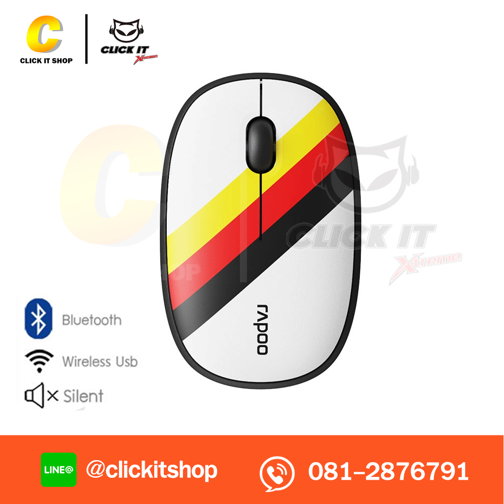 MOUSE (เมาส์ไร้สาย) RAPOO M650 SILENT MULTI-MODE (WHITE YELLOW RED)