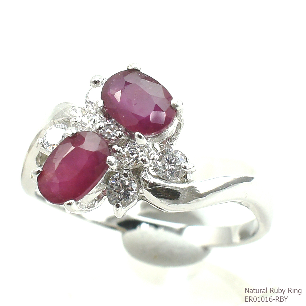 SKJewelryfactory แหวนพลอยทับทิมแท้ แหวนทับทิมคู่ ER01016-RBY