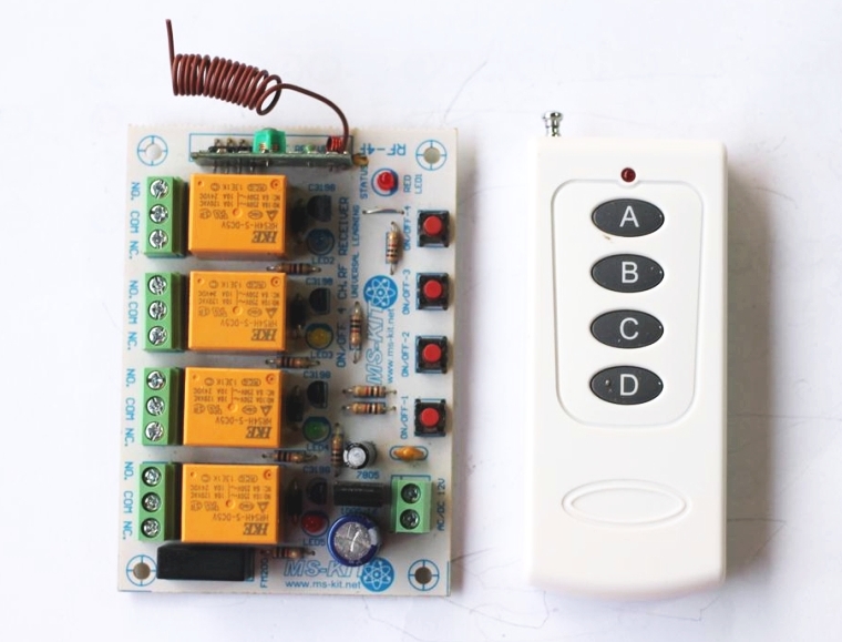 RF -4F รีโมท คอนโทรล 4 ช่อง ใช้ไฟ AC-DC