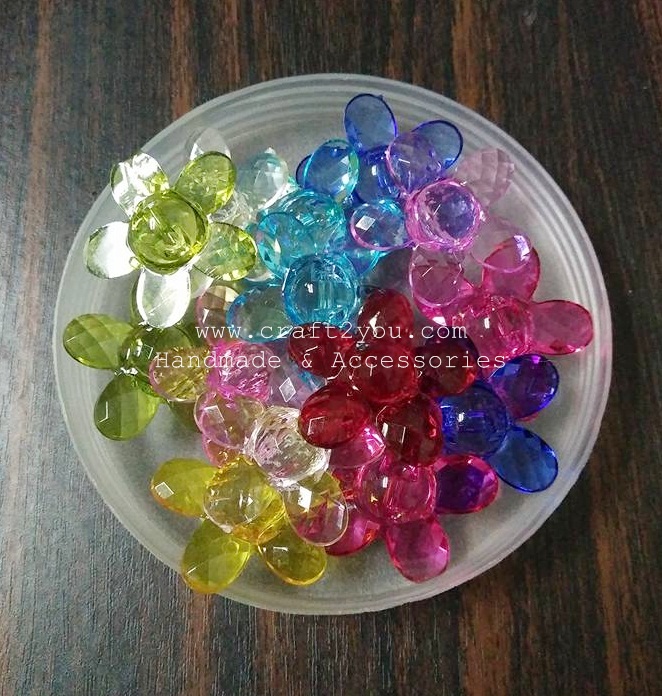 ลููกปัดดอกไม้ คละสี (20 ชิ้น)