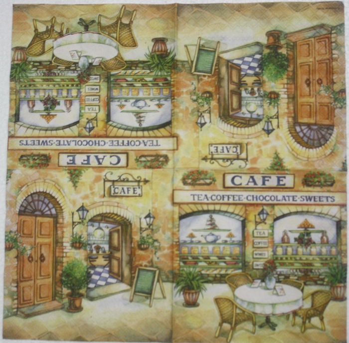 แนวภาพ Cafe Tea Coffee Chocolate Sweet เป็นภาพแนวยาว กระดาษแนพกิ้นสำหรับทำงาน เดคูพาจ Decoupage Paper Napkins ขนาด 33X33cm