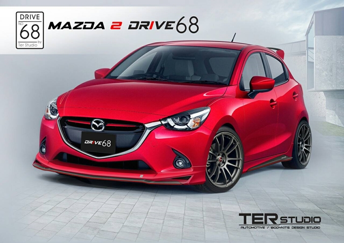 ชุดแต่ง mazda2 skyactiveปี15 Drive68 5 ชิ้น พร้อมสปอยเลอร์ท้าย