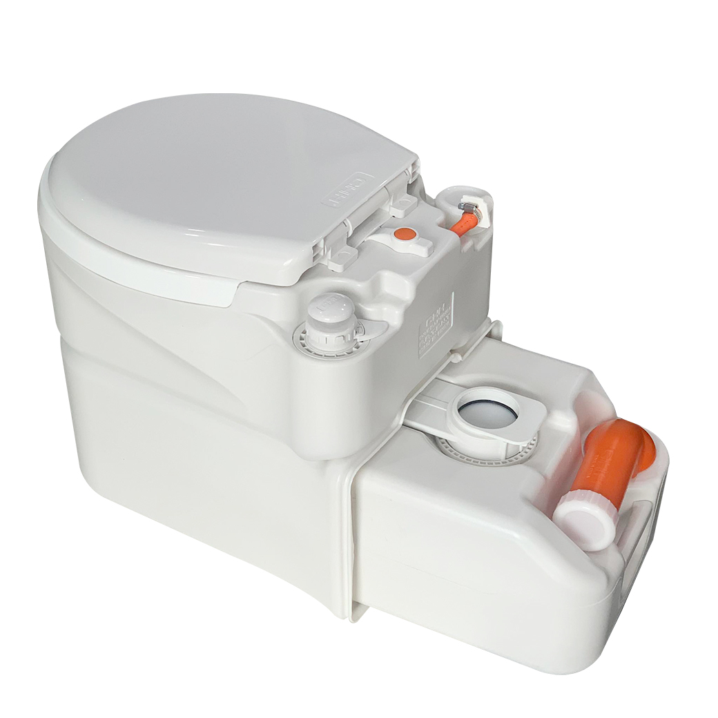 Ultimatecare รุ่น Premium Pro Electric ปุ่มกดน้ำแบบไฟฟ้า โถแบบพลาสติก สุขาเคลื่อนที่ ความจุน้ำสะอาด 17 ลิตร ความจุของเสีย 24 ลิตร แถมฟรีสายฉีดก้น