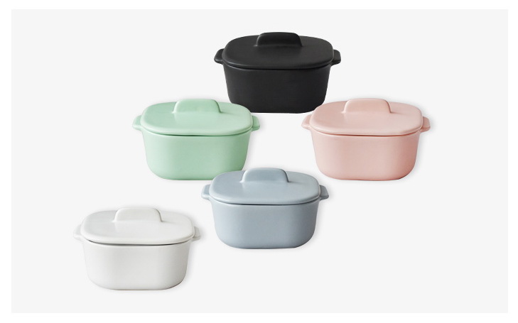 Pre-Order ชามเซรามิค ทรงเหลียมเล็ก มีฝา มี 5 สี