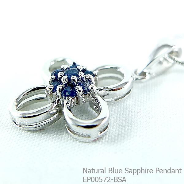 SKJewelryFactory EP00572-BSA จี้พลอยไพลินแท้ ดีไซน์สไตล์ไม้กางเขน ตัวเรือนทำจากเงินแท้