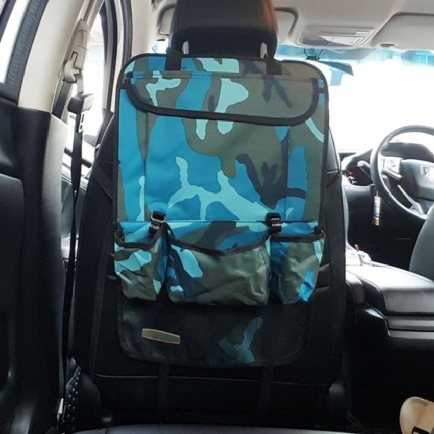 กระเป๋าเก็บของ ติดเบาะรถยนต์ ลายทหารน้ำเงิน สีสันดูสวยงามน่าใช้