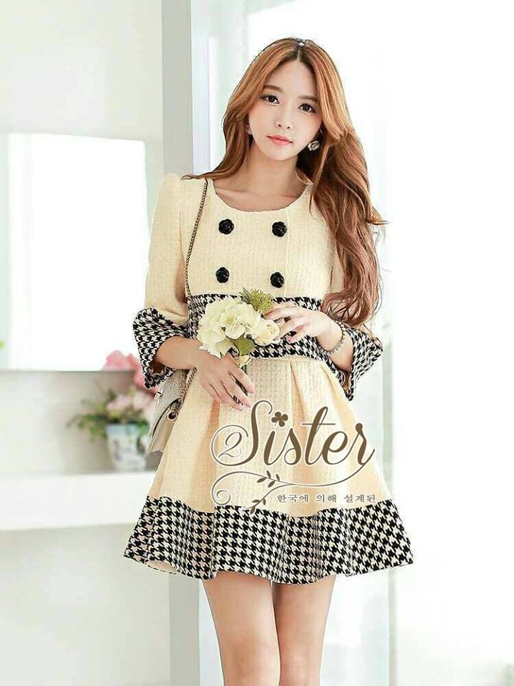 พร้อมส่ง เซ็ตเดรส+เสื้อคลุมเข้าชุดกัน ตัวเดรสเนื้อผ้าหนา