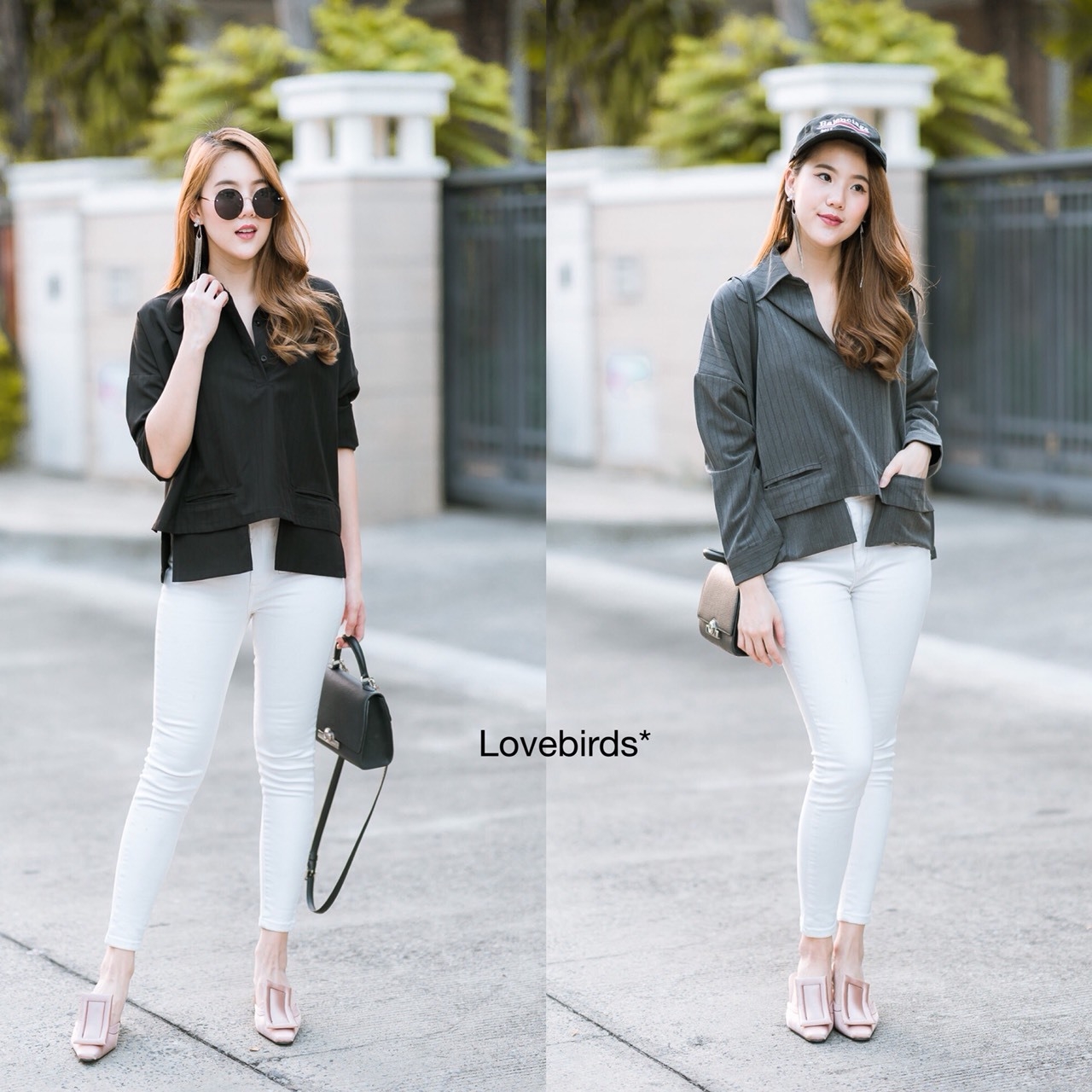 เสื้อเกาหลี พร้อมส่ง เสื้อเขิ้ต ลายทาง ผ้านิ่ม