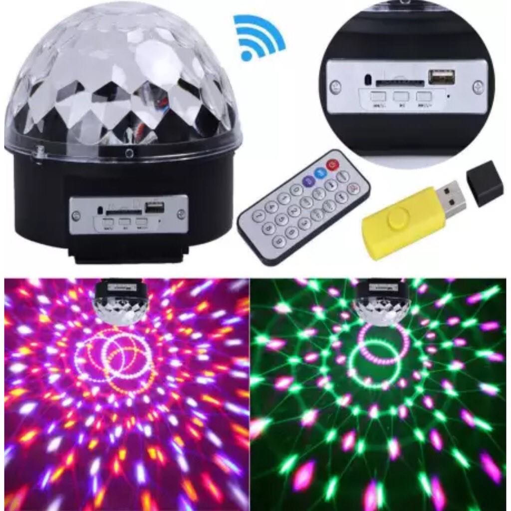 ไฟดิสโก้เธค ไฟเธค ไฟปาร์ตี้ พร้อมลำโพง MP3 ไฟเต้นตามจังหวะเพลง MP3 LED Magic Ball Light ของแท้