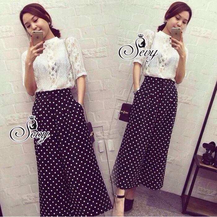 พร้อมส่ง เสื้อลูกไม้แขนสั้น ลายทอผ้าลูกไม้