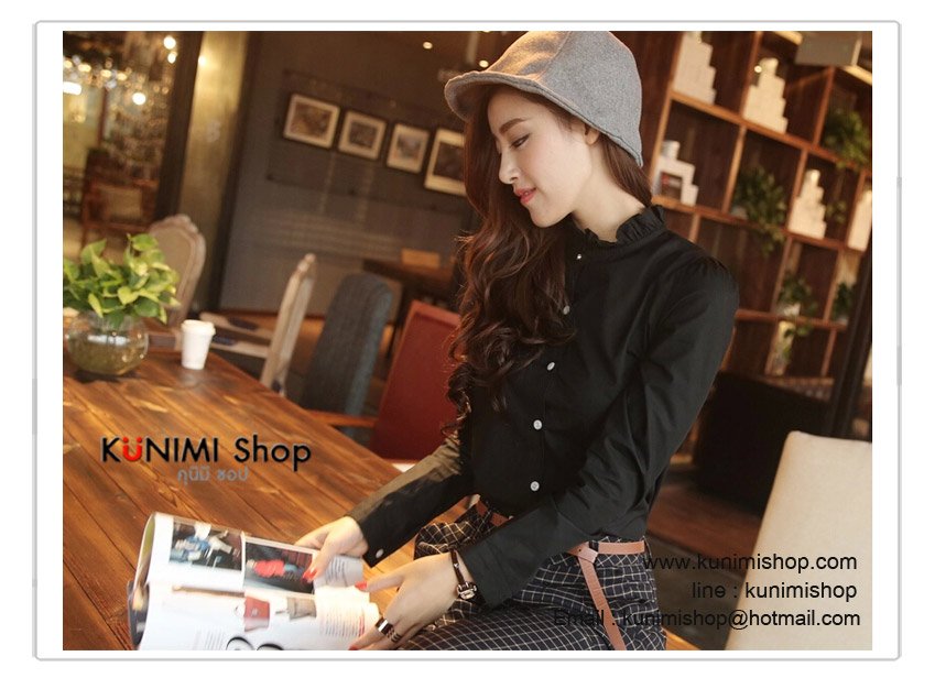  เสื้อเชิ้ต คอเต๋าระบาย แขนยาว กระดุมผ่าหน้า ใส่ได้หลายโอกาสคะ Size : M ( รอบอกไม่เกิน 35 นิ้วคะ) เนื้อผ้า : ผ้าฝ้ายคุณภาพสูง มี 4 สี : สีขาว , สีดำ , สีฟ้า , สีชมพู