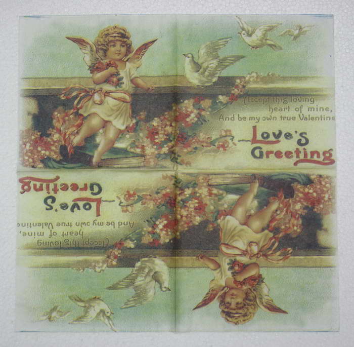 แนวภาพกามเทพ Valentine Love Greeting เป็นภาพครึ่งแผ่น กระดาษแนพกิ้นสำหรับทำงาน เดคูพาจ Decoupage Paper Napkins ขนาด 33X33cm