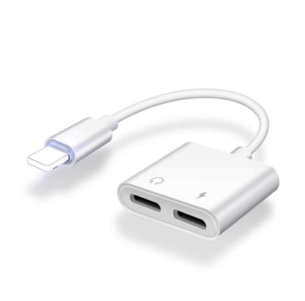 สายเพิ่มขยายช่อง 2in1 สำหรับช่องชาร์จ IP อะแดปเตอร์หูฟัง สายแปลงต่อหูฟังหรับไอโฟน ชาร์จ ฟังเพลงได้