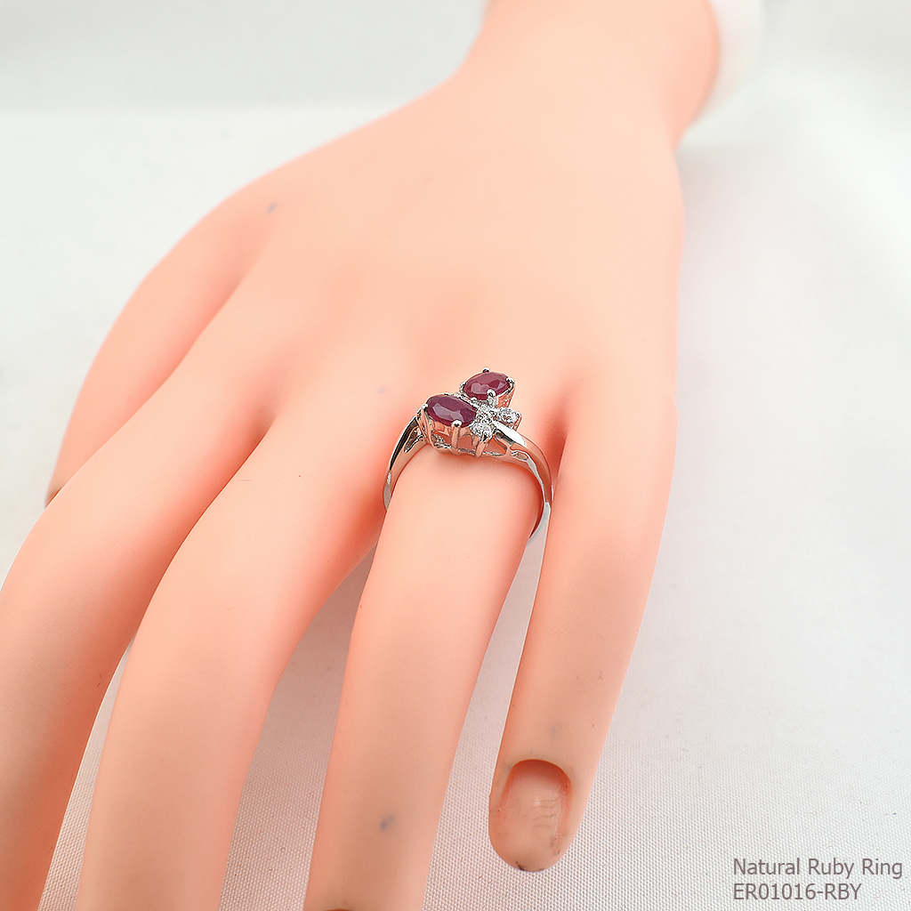 SKJewelryfactory แหวนพลอยทับทิมแท้ แหวนทับทิมคู่ ER01016-RBY