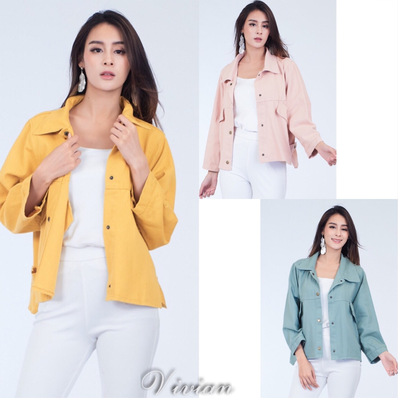 เสื้อผ้าเกาหลี พร้อมส่ง Denim Jacket เนื้อผ้าดี