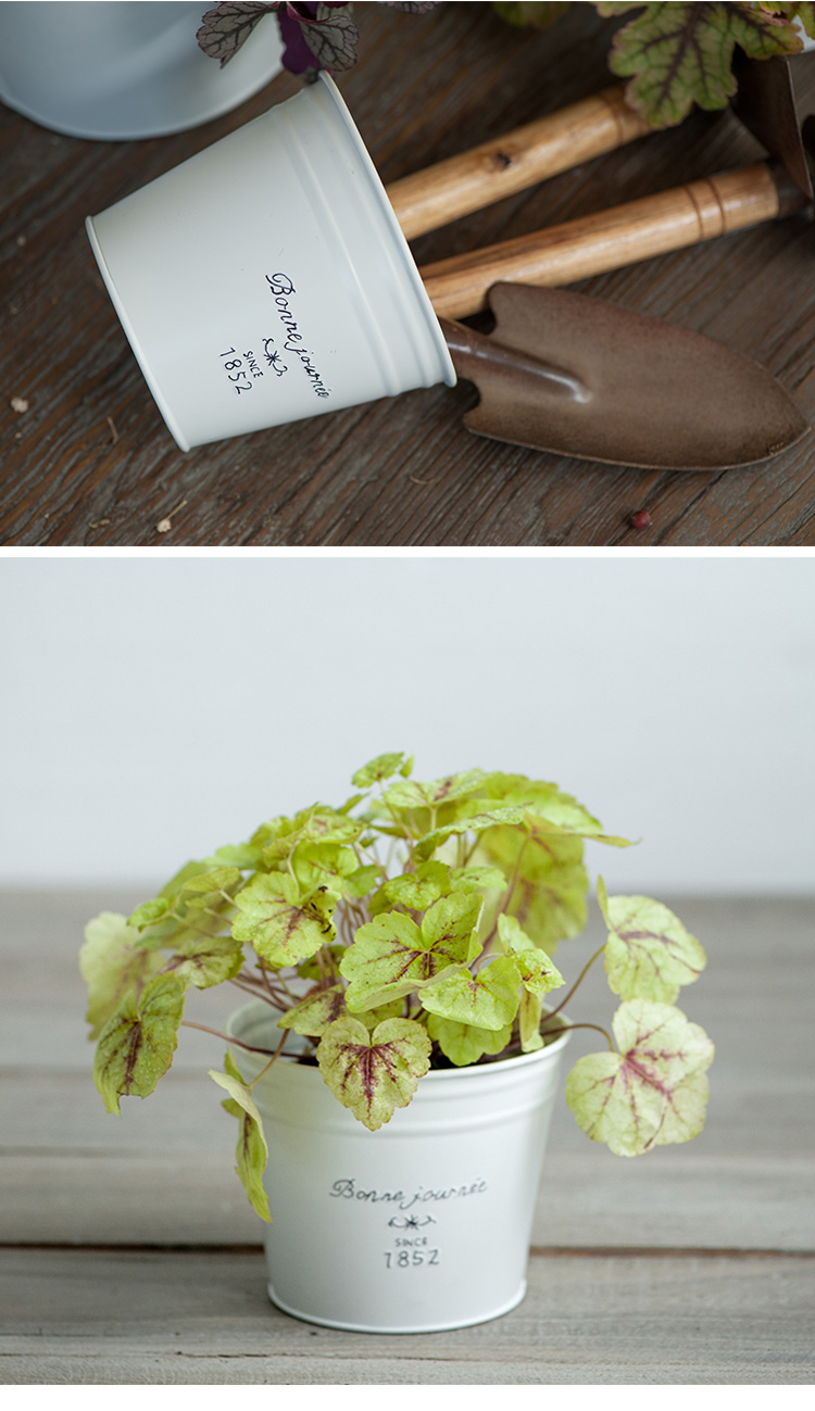 Pre-Order กระถางต้นไม้ ดอกไม้ สังกะสีเคลือบสีขาว Zakka มี เซตทรงถัง กับทรงเปล