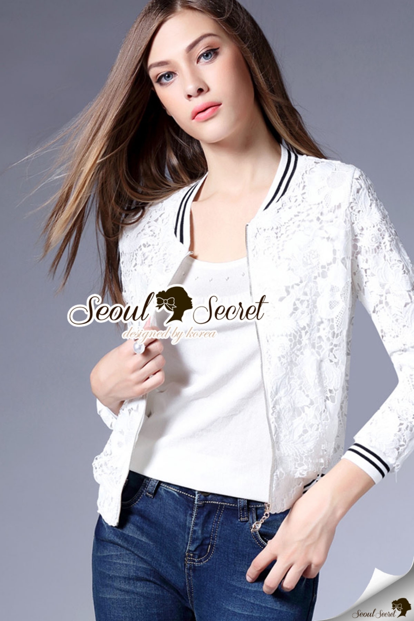 พร้อมส่ง เสื้อแจ๊กเก็ต เติมความเก๋ด้วยงานเย็บแต่งขอบลายริ้ว