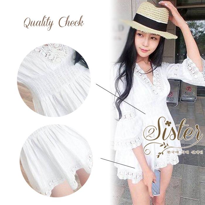 พร้อมส่ง มินิเดรสสีขาวสะอาดตา ชุดเดรสแฟชั่น
