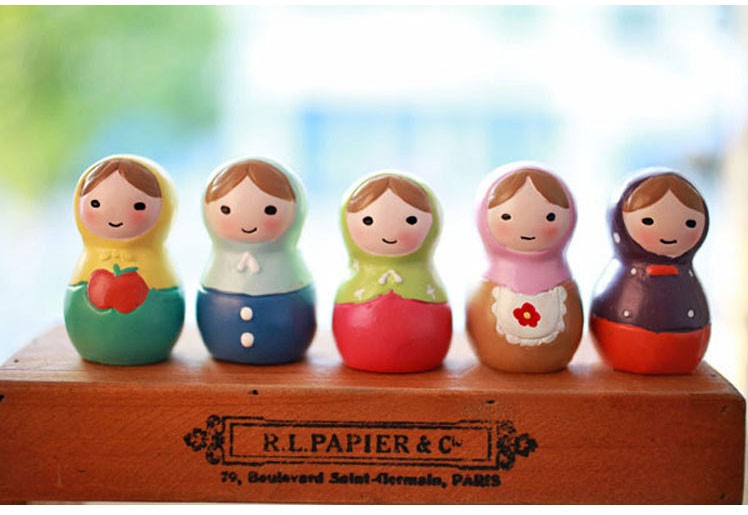 Pre-Order ตุ๊กตารัสเซีย ชุด 5 ตัว งานตกแต่ง Poly Resin Zakka