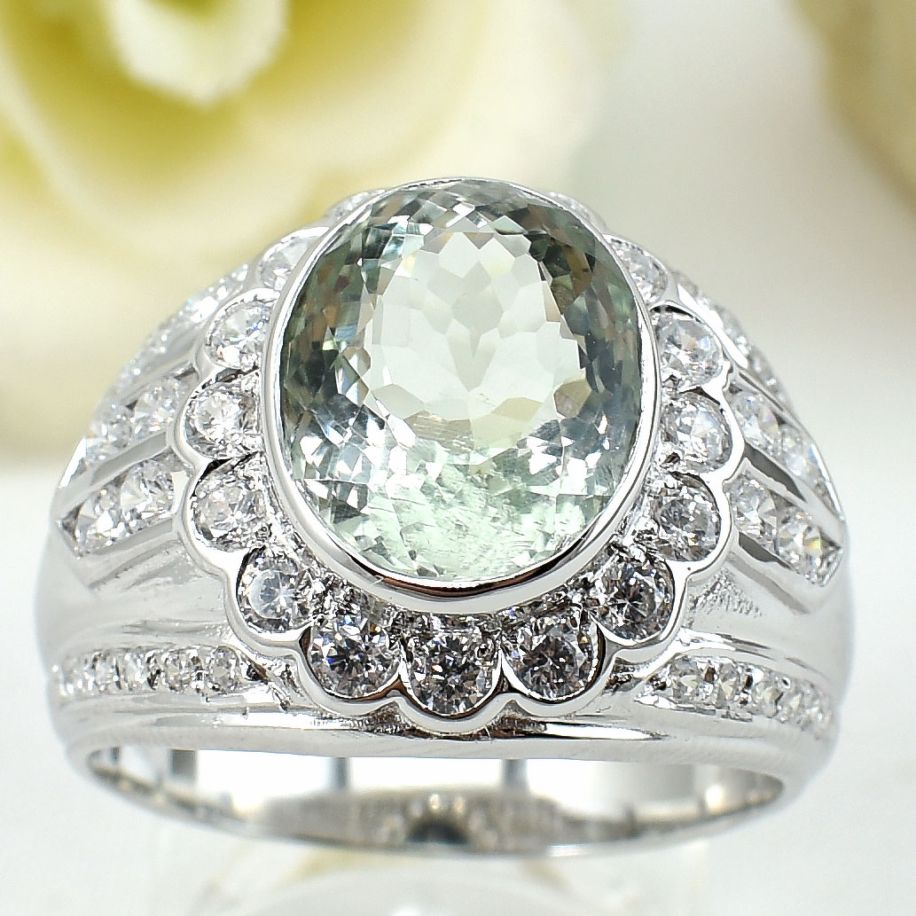 SKJewelryFactory แหวนชาย พลอยเขียว พลอยกรีนแอมิทิสต์แท้ 4.80 กะรัต MR00379-GAM
