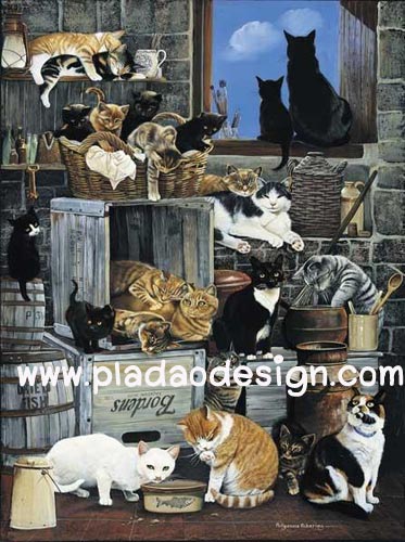 กระดาษสาพิมพ์ลาย สำหรับทำงาน เดคูพาจ Decoupage แนวภาพ ห้องเก็บของ แหล่งรวมตัว ประชุมลับของบรรดาน้องแมวแมว