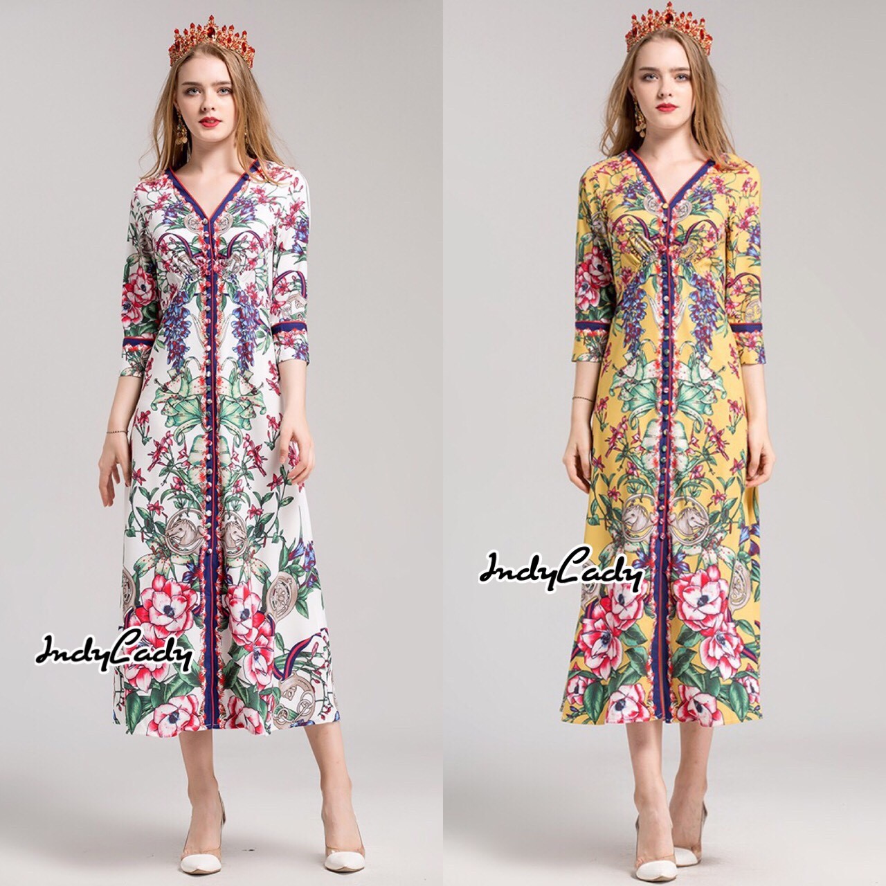 ชุดเดรสเกาหลี พร้อมส่ง Dress แขน 5ส่วน