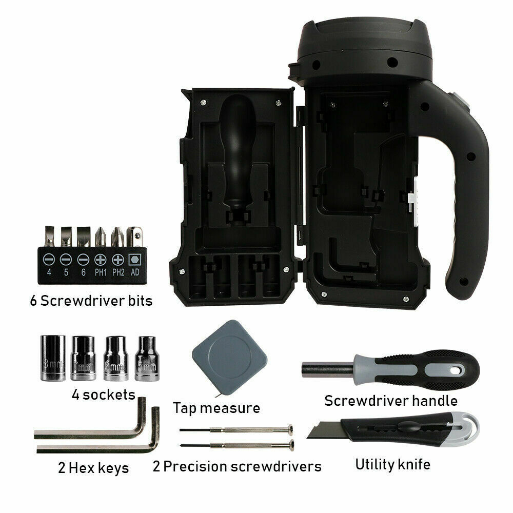 ชุดเครื่องมือไฟฉายแบบพกพา 17Pcs Multi Functional Handy Tool Kit With Flashlight