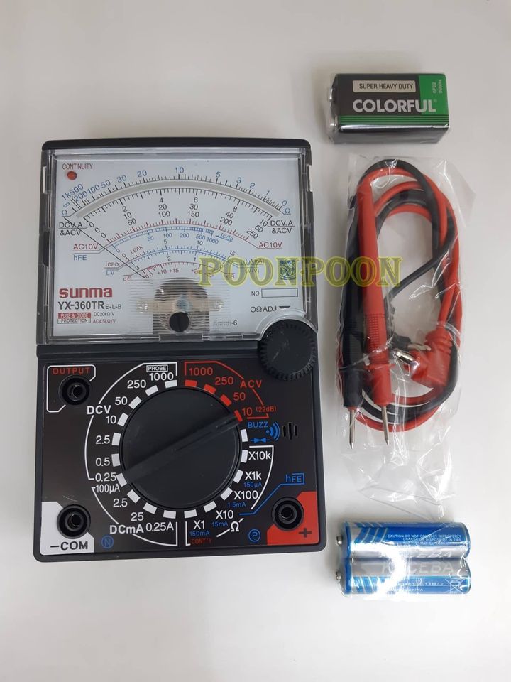 มิเตอร์วัดไฟแบบเข็ม Multimeter YX-360TR แถม ถ่าน AA 2ก้อน + ถ่าน 9V 1 ก้อน