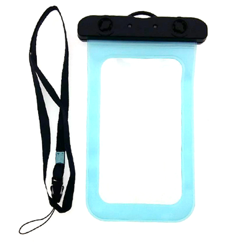 ซองมือถือ กันน้ำ มีสายคล้องคอ มีที่ล็อกปิดแน่น น้ำไม่เข้า สีฟ้า