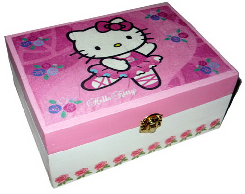 กล่องไม้สน มีล๊อค ลายน้องเหมียวน้อย Hello Kitty แมวสาวนักบัลเล่ต์ ตัวกล่องทำเป็นลายดอกไ้ม้หวานๆ มาเอาใจแฟนๆ Hello Kitty โดยเฉพาะล่ะจร้า