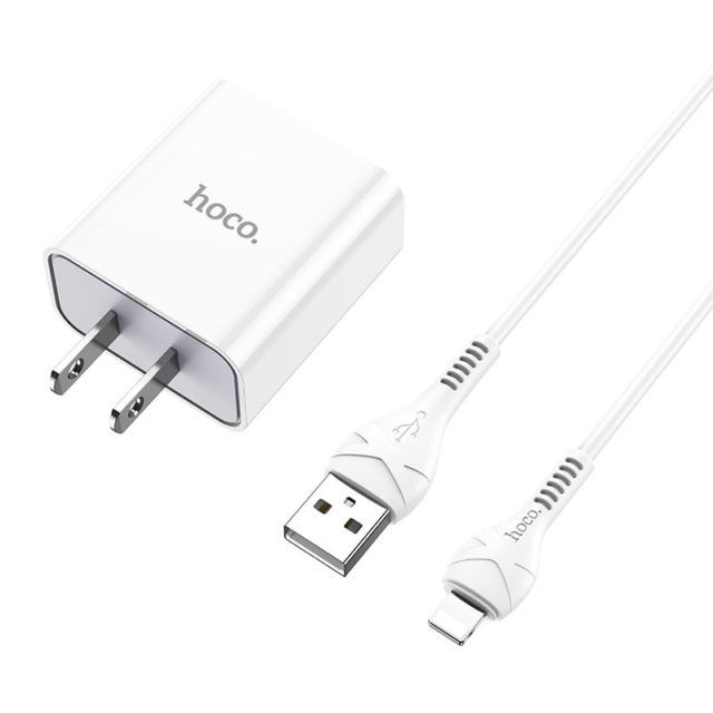 ชุดหัวชาร์จ+สาย Ip Hoco Wall charger “C81 Asombroso” US plug set with cable